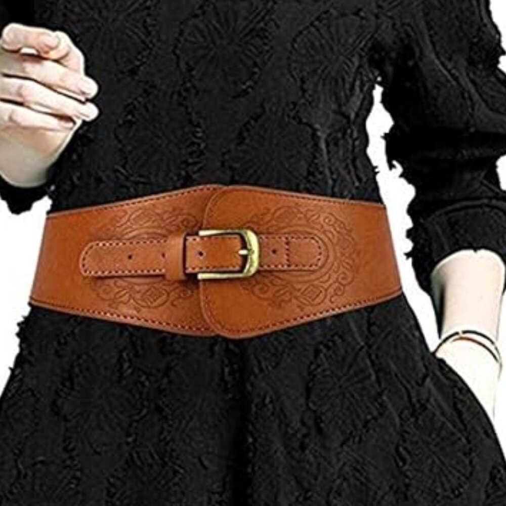 Faux Leather Waistโ Belt Stretchy Corset Cinch Belt
